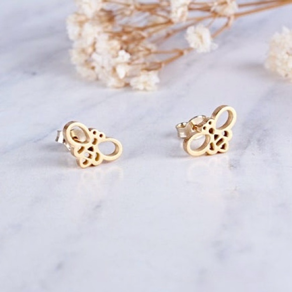 BOGO! Dainty Bee stud Earrings Stainless Steel in Color Gold - NEW